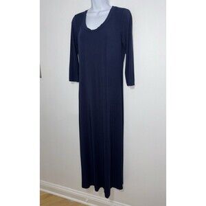 Sonnet James Navy Blue A Play Dress Midi 3/4 Sleeve Stretch Women Size Small
